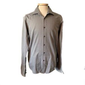 Hugo Boss 17 x 38 Gray Striped Dress Shirt French Cuffs